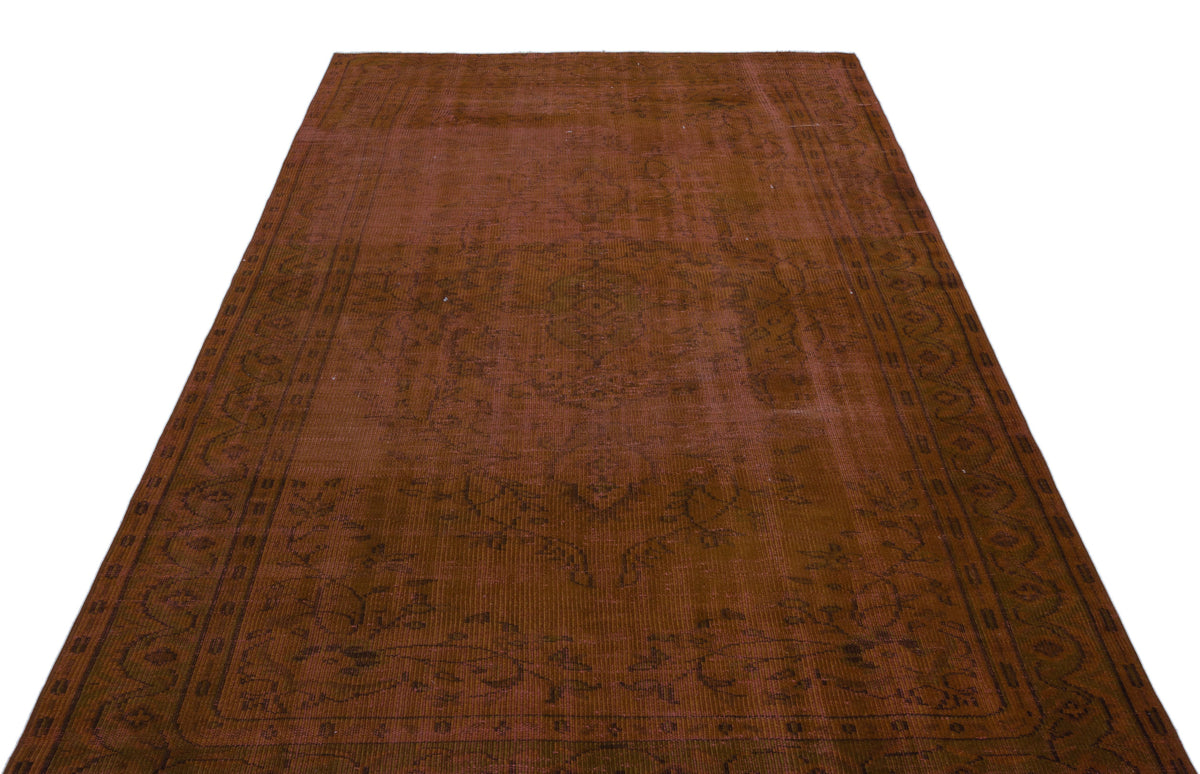 Brown Over Dyed Vintage Rug 5&#39;10&#39;&#39; x 9&#39;7&#39;&#39; ft 178 x 291 cm