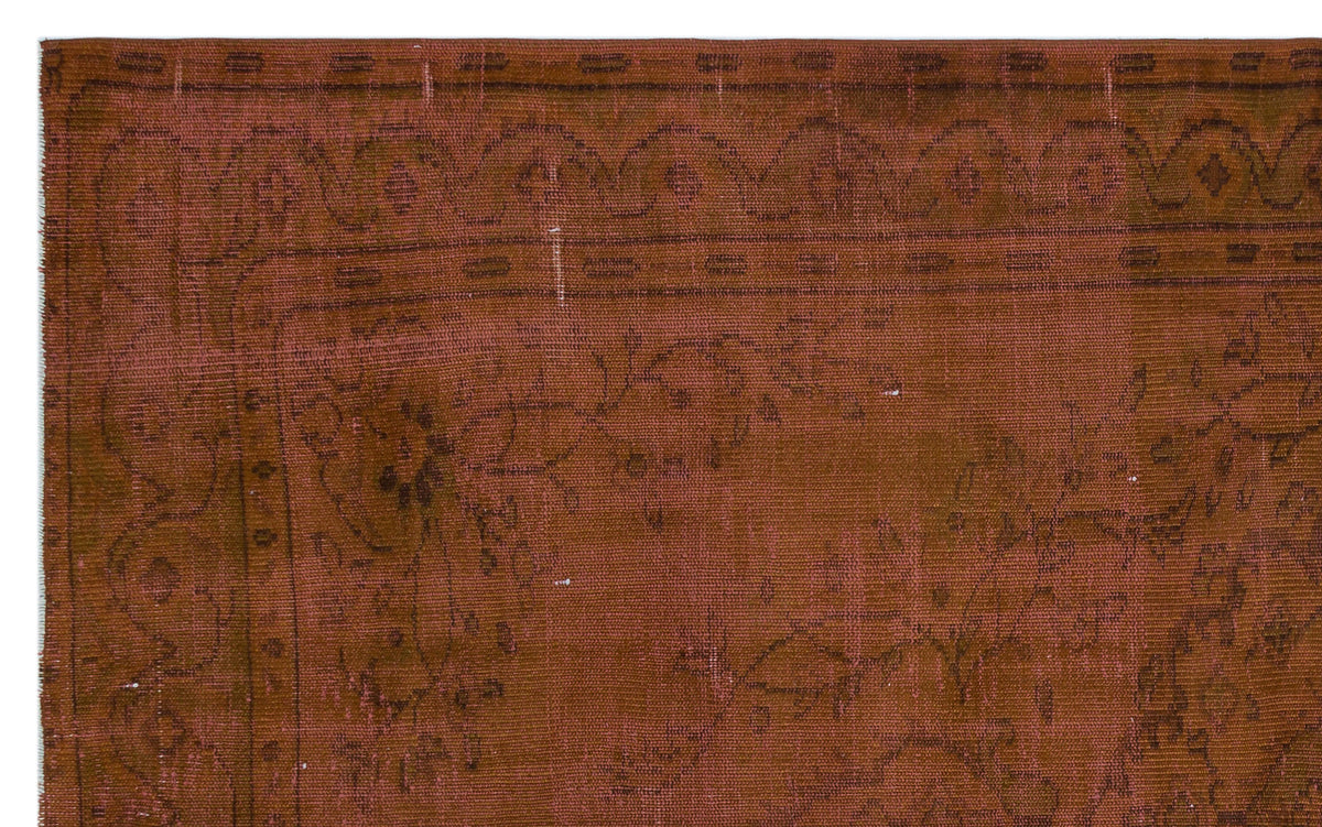 Brown Over Dyed Vintage Rug 5&#39;10&#39;&#39; x 9&#39;7&#39;&#39; ft 178 x 291 cm