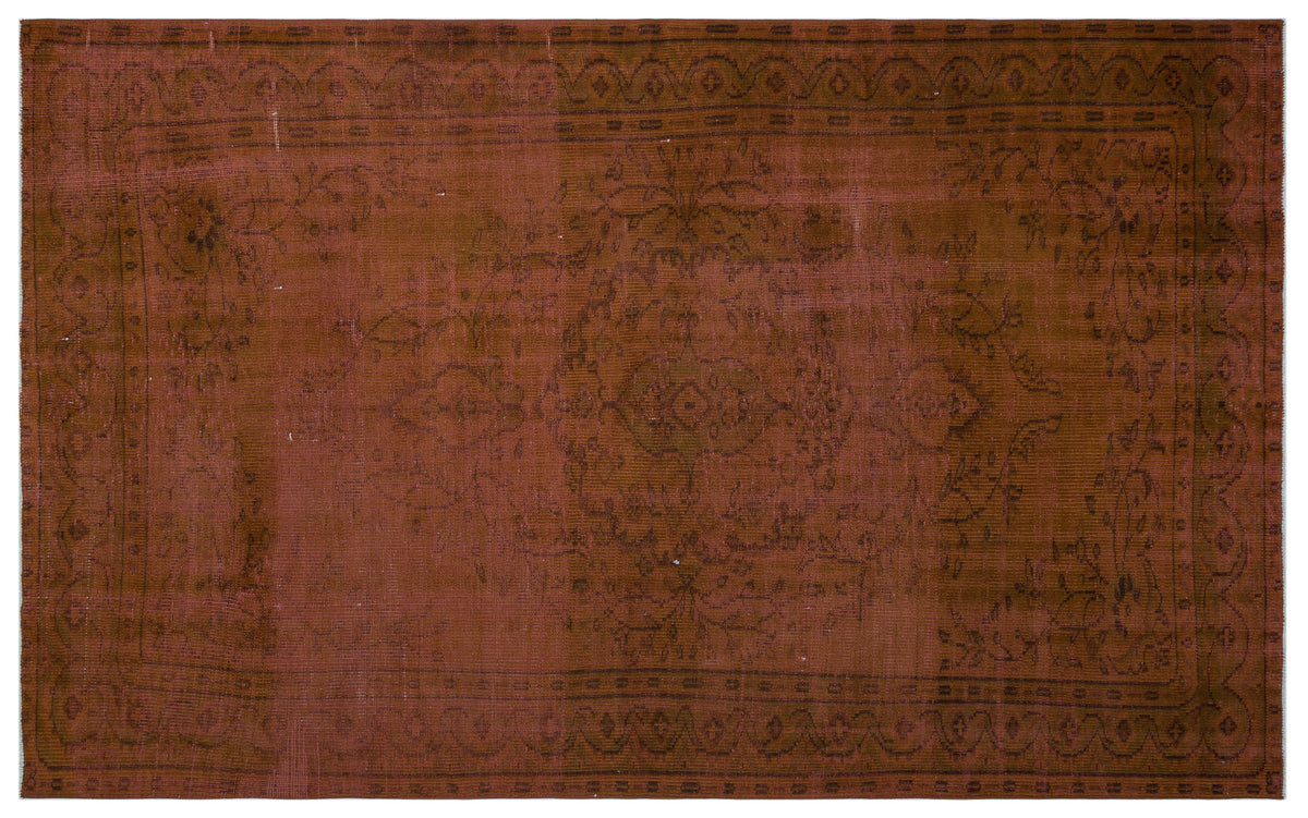 Brown Over Dyed Vintage Rug 5&#39;10&#39;&#39; x 9&#39;7&#39;&#39; ft 178 x 291 cm