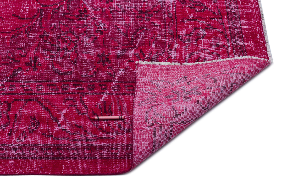 Fuchsia Over Dyed Vintage Rug 5&#39;8&#39;&#39; x 8&#39;8&#39;&#39; ft 172 x 265 cm