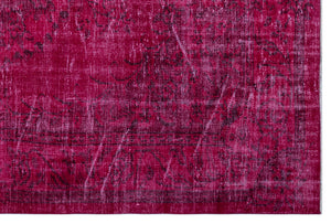 Fuchsia Over Dyed Vintage Rug 5'8'' x 8'8'' ft 172 x 265 cm