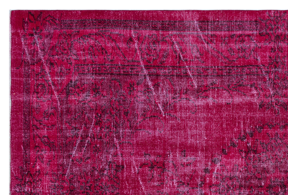 Fuchsia Over Dyed Vintage Rug 5&#39;8&#39;&#39; x 8&#39;8&#39;&#39; ft 172 x 265 cm