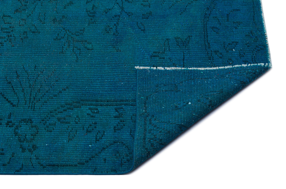 Turquoise  Over Dyed Vintage Rug 5&#39;3&#39;&#39; x 8&#39;5&#39;&#39; ft 161 x 256 cm