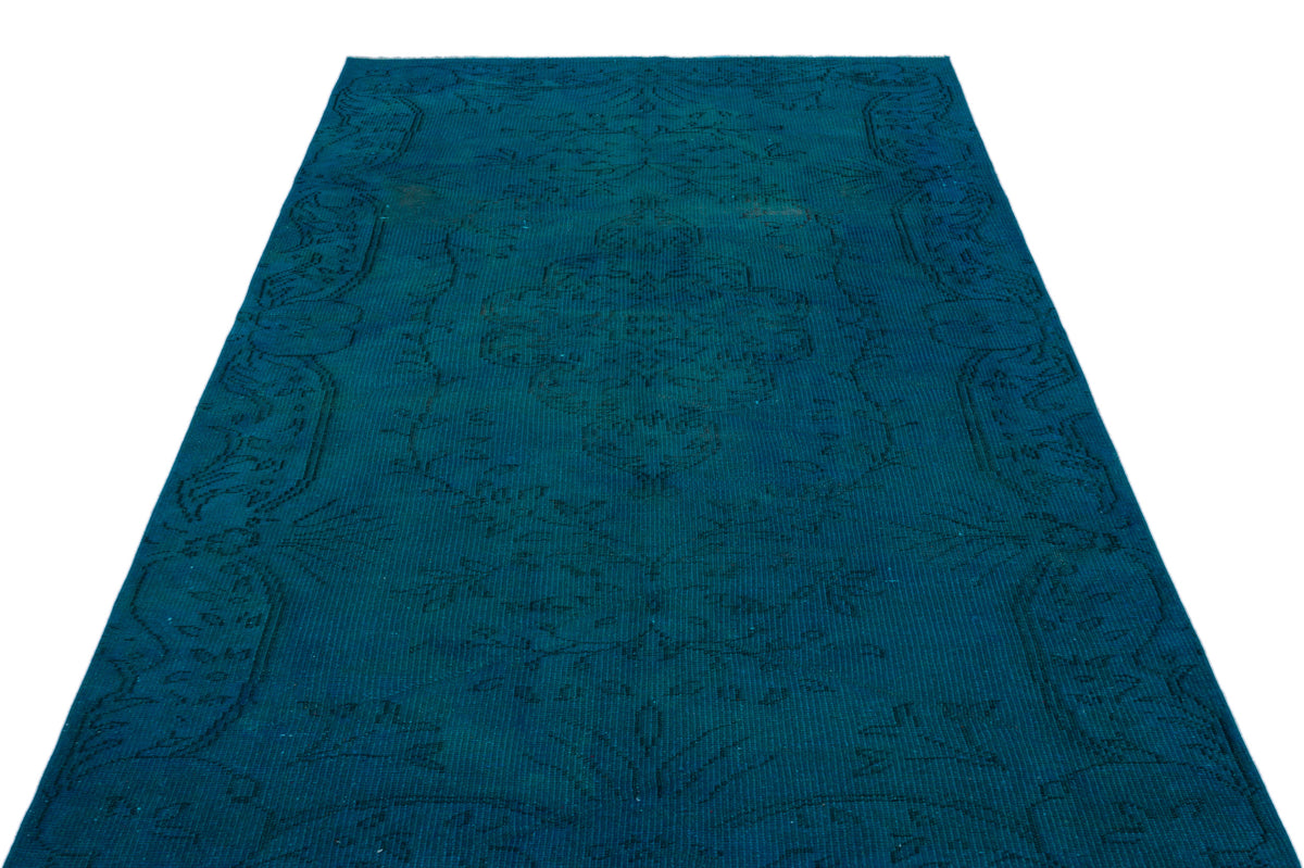Turquoise  Over Dyed Vintage Rug 5&#39;3&#39;&#39; x 8&#39;5&#39;&#39; ft 161 x 256 cm