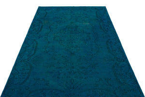 Turquoise  Over Dyed Vintage Rug 5'3'' x 8'5'' ft 161 x 256 cm