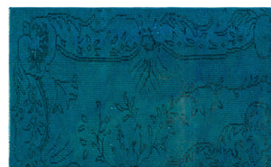 Turquoise  Over Dyed Vintage Rug 5'3'' x 8'5'' ft 161 x 256 cm