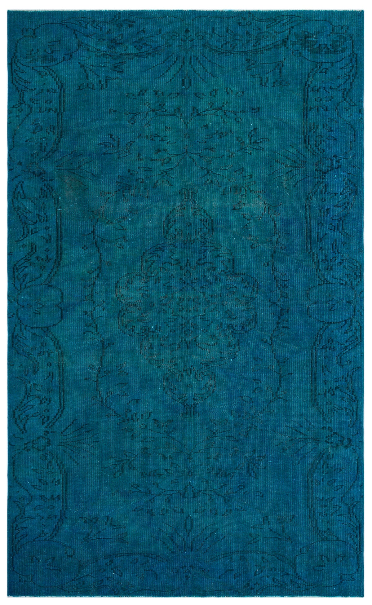 Turquoise  Over Dyed Vintage Rug 5&#39;3&#39;&#39; x 8&#39;5&#39;&#39; ft 161 x 256 cm