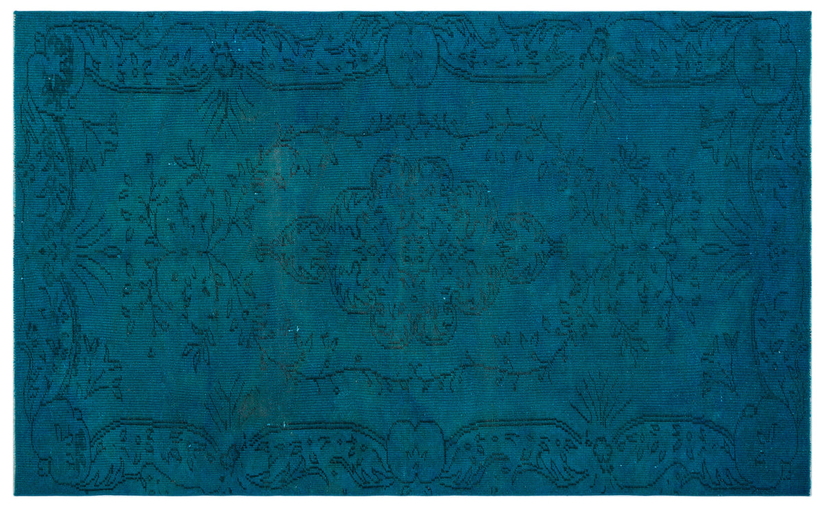 Turquoise  Over Dyed Vintage Rug 5&#39;3&#39;&#39; x 8&#39;5&#39;&#39; ft 161 x 256 cm