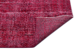 Red Over Dyed Vintage Rug 6'4'' x 10'2'' ft 194 x 310 cm