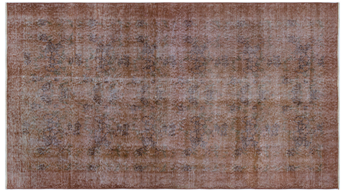 Retro Design Brown Over Dyed Vintage Rug 3&#39;8&#39;&#39; x 6&#39;5&#39;&#39; ft 113 x 195 cm