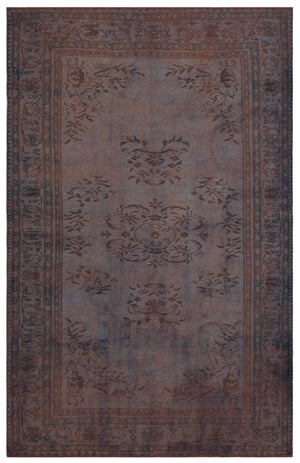 Gray Over Dyed Vintage Rug 5'9'' x 9'1'' ft 176 x 277 cm