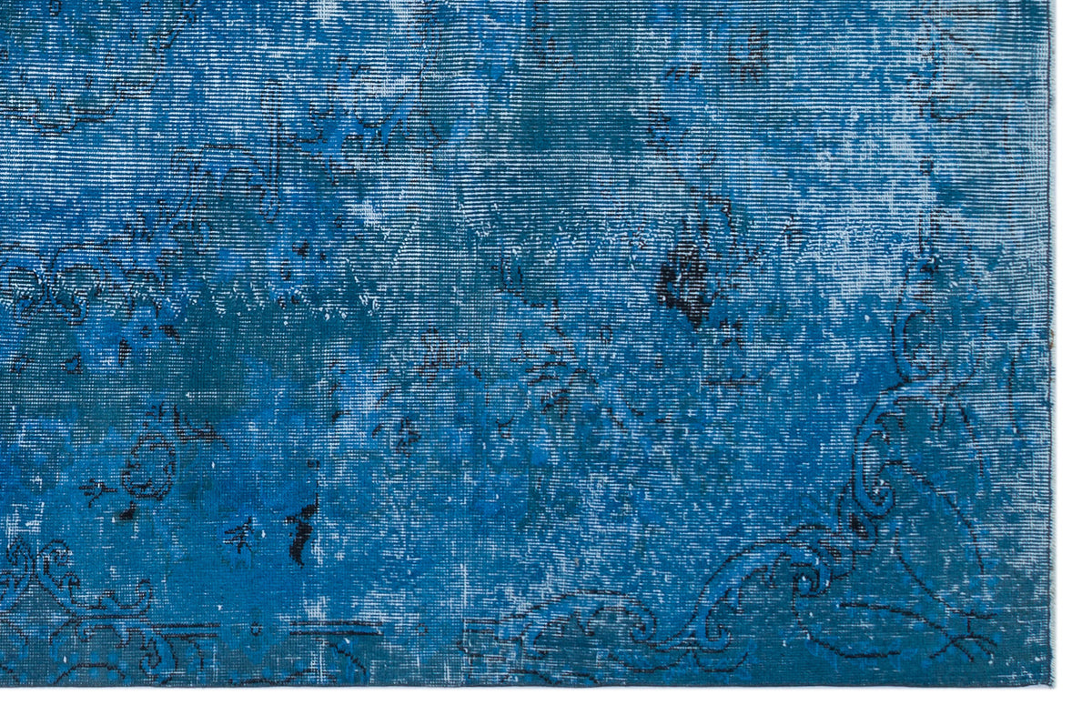 Turquoise  Over Dyed Vintage Rug 5&#39;8&#39;&#39; x 8&#39;7&#39;&#39; ft 172 x 262 cm