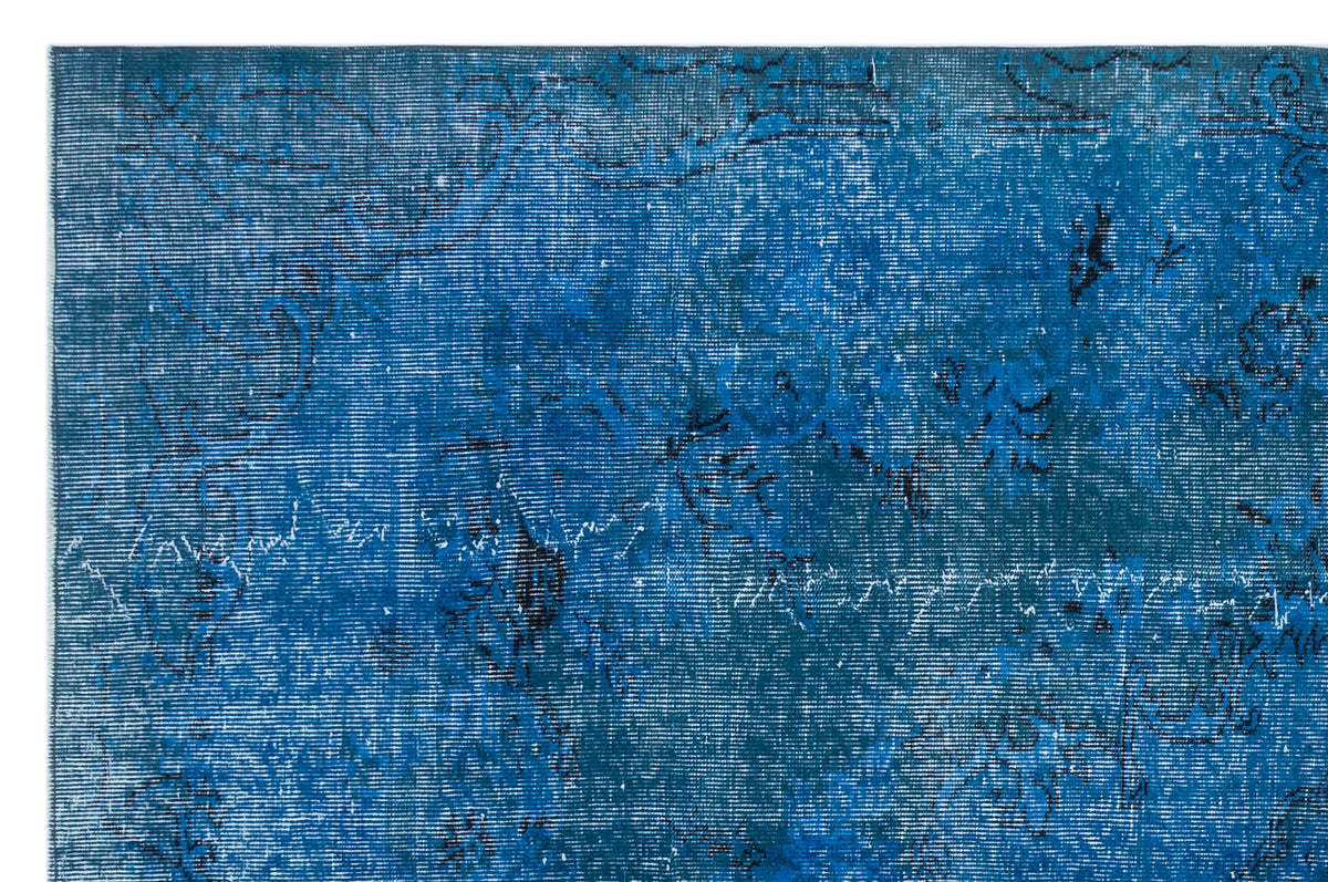 Turquoise  Over Dyed Vintage Rug 5&#39;8&#39;&#39; x 8&#39;7&#39;&#39; ft 172 x 262 cm