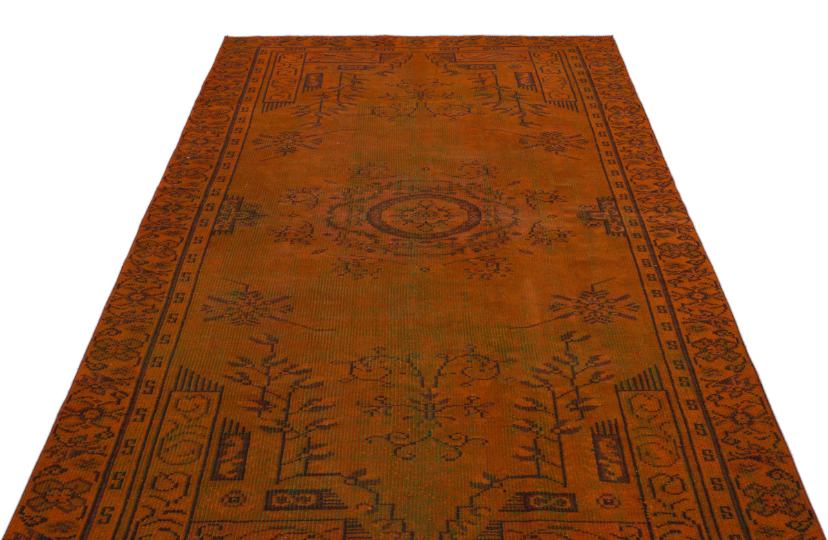Orange Over Dyed Vintage Rug 5&#39;5&#39;&#39; x 8&#39;10&#39;&#39; ft 164 x 270 cm