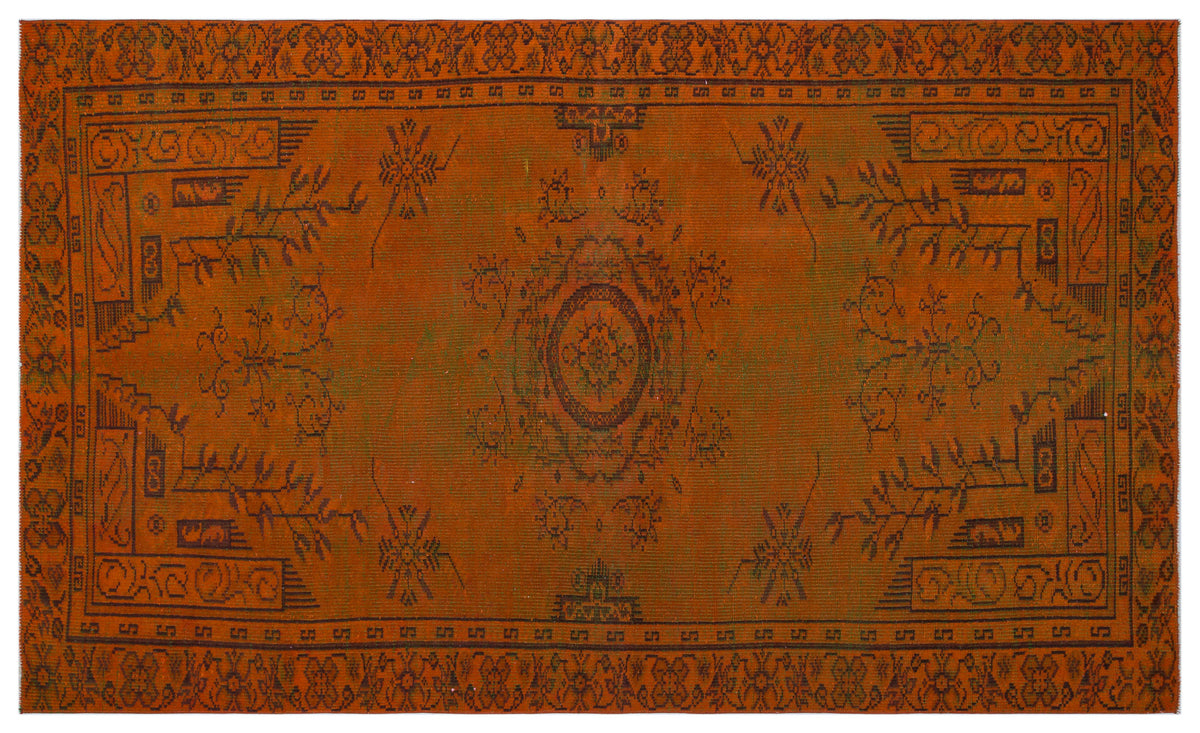 Orange Over Dyed Vintage Rug 5&#39;5&#39;&#39; x 8&#39;10&#39;&#39; ft 164 x 270 cm