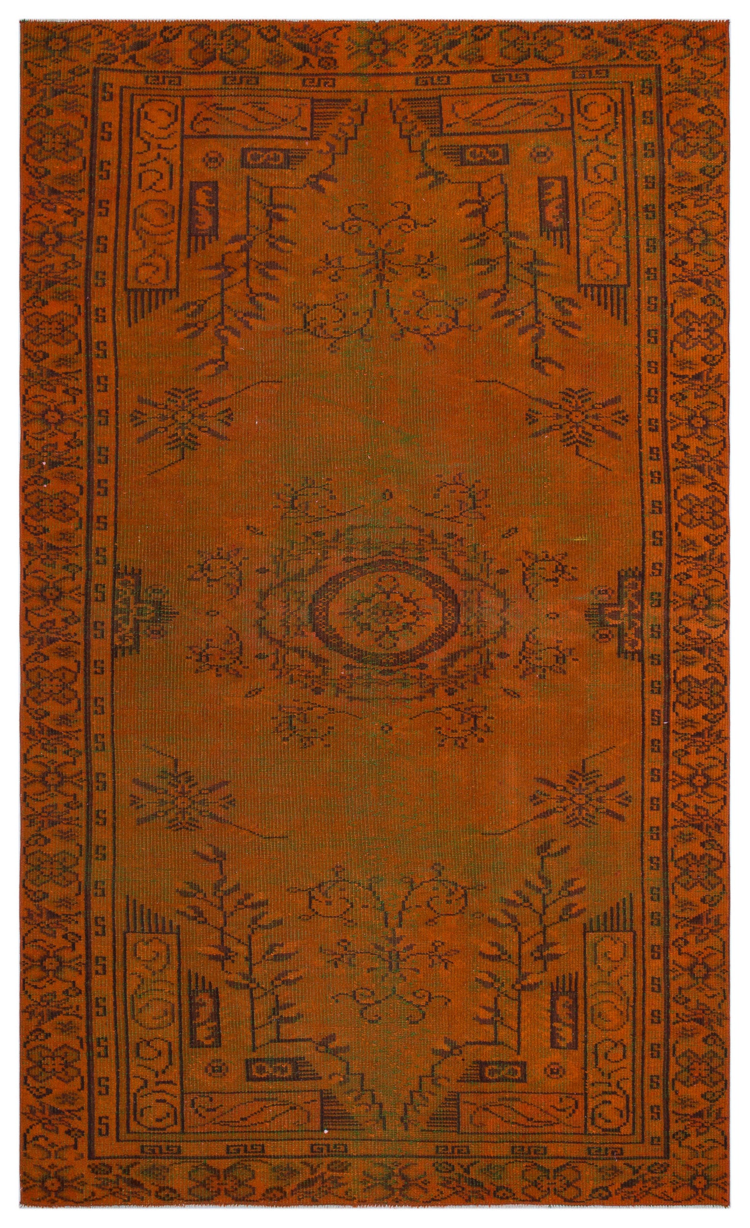 Orange Over Dyed Vintage Rug 5'5'' x 8'10'' ft 164 x 270 cm