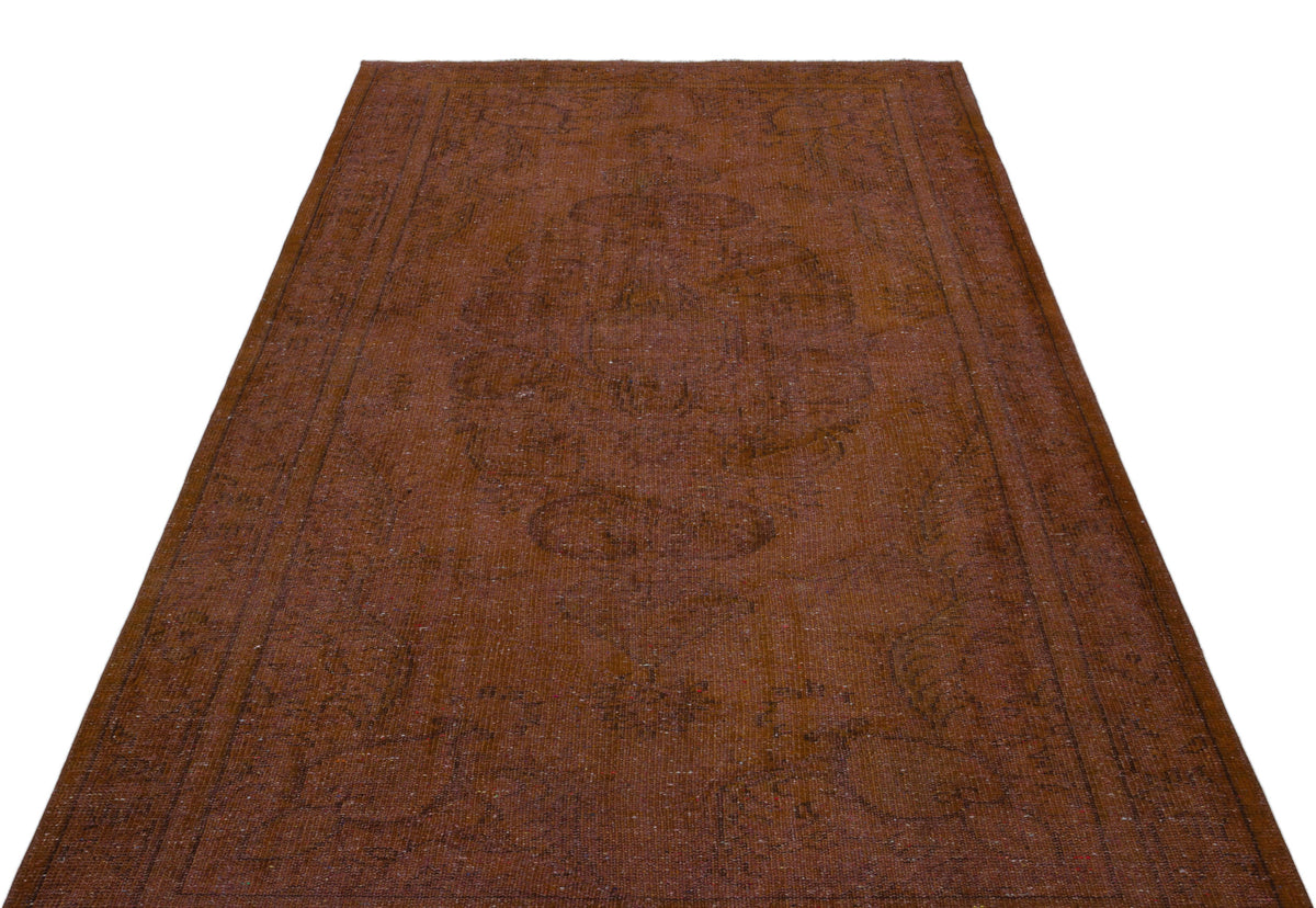 Brown Over Dyed Vintage Rug 5&#39;5&#39;&#39; x 9&#39;3&#39;&#39; ft 164 x 282 cm