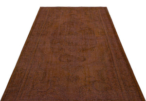 Brown Over Dyed Vintage Rug 5'5'' x 9'3'' ft 164 x 282 cm
