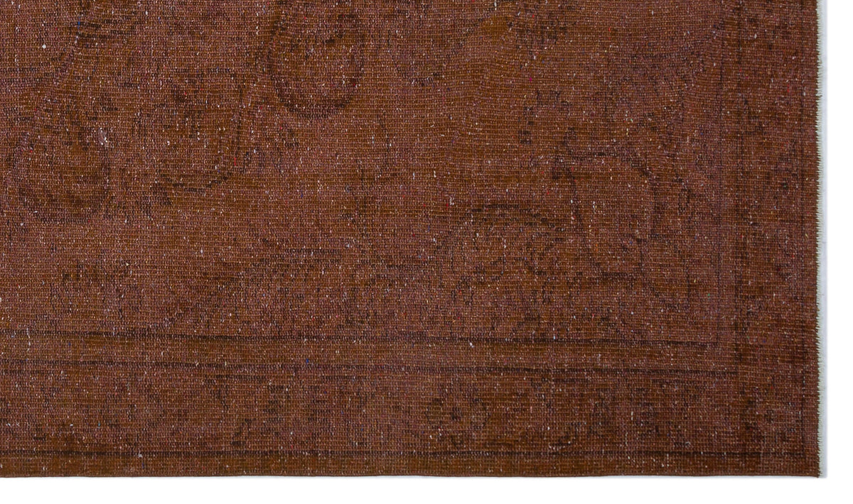 Brown Over Dyed Vintage Rug 5&#39;5&#39;&#39; x 9&#39;3&#39;&#39; ft 164 x 282 cm