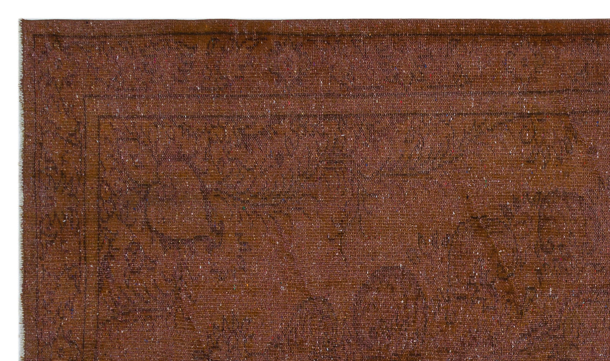 Brown Over Dyed Vintage Rug 5&#39;5&#39;&#39; x 9&#39;3&#39;&#39; ft 164 x 282 cm