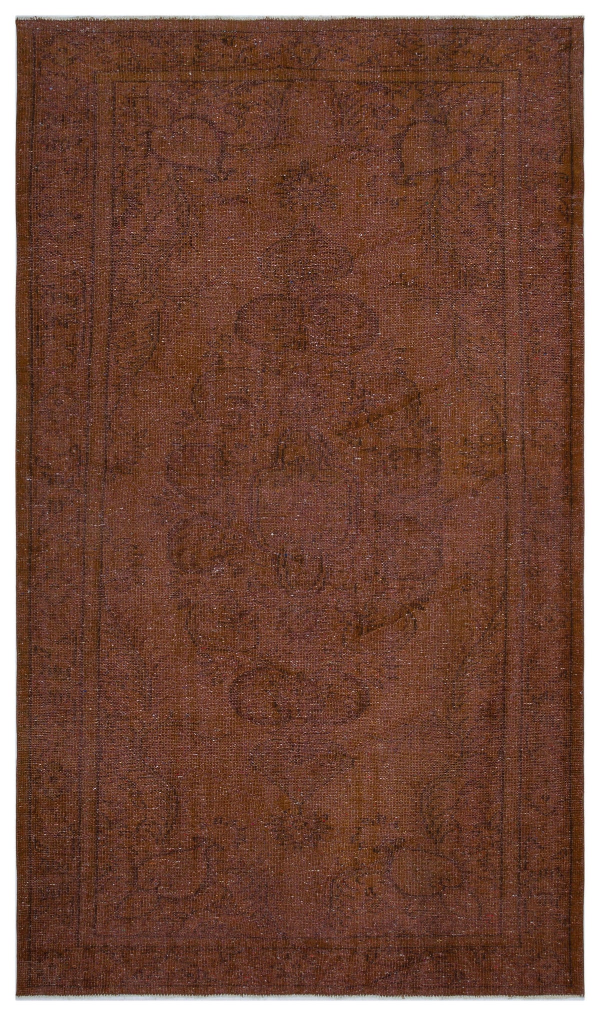 Brown Over Dyed Vintage Rug 5&#39;5&#39;&#39; x 9&#39;3&#39;&#39; ft 164 x 282 cm