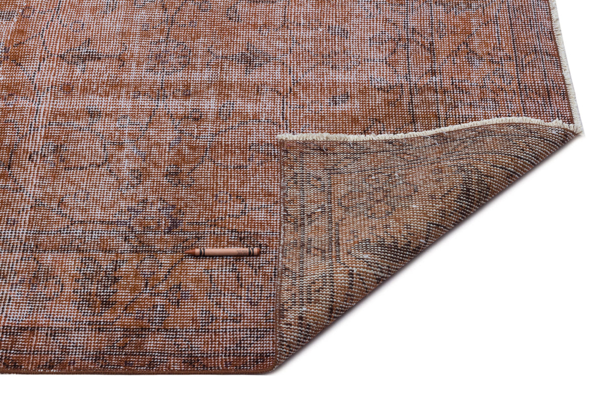 Brown Over Dyed Vintage Rug 5&#39;8&#39;&#39; x 9&#39;4&#39;&#39; ft 173 x 285 cm