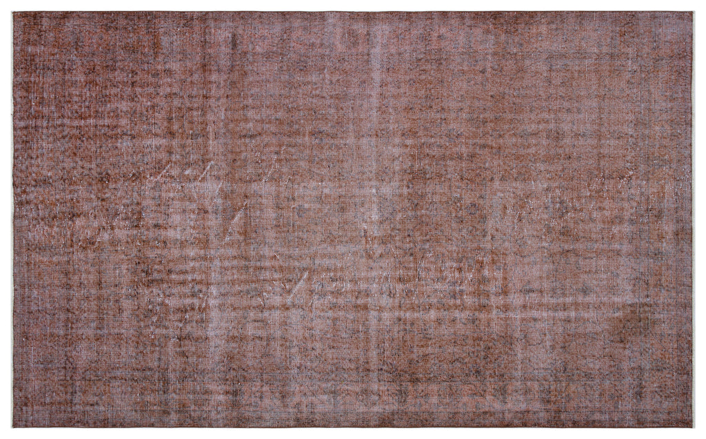 Brown Over Dyed Vintage Rug 5'8'' x 9'4'' ft 173 x 285 cm