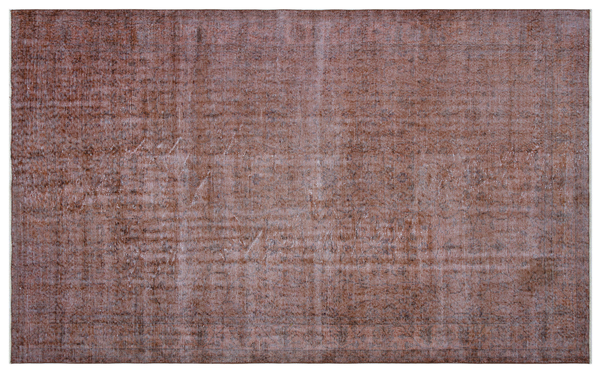 Brown Over Dyed Vintage Rug 5&#39;8&#39;&#39; x 9&#39;4&#39;&#39; ft 173 x 285 cm