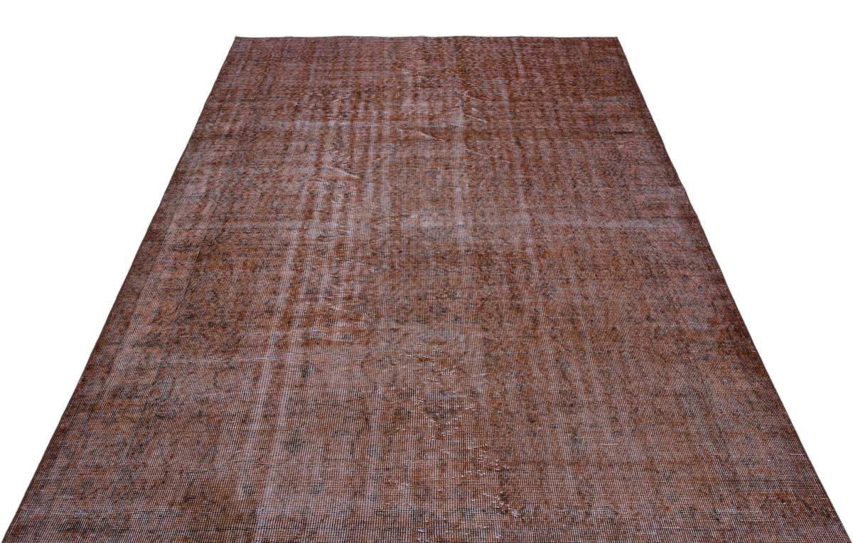 Brown Over Dyed Vintage Rug 5&#39;8&#39;&#39; x 9&#39;4&#39;&#39; ft 173 x 285 cm