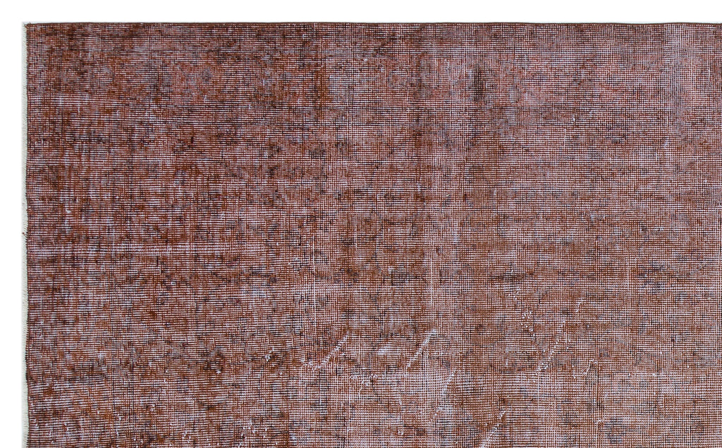 Brown Over Dyed Vintage Rug 5'8'' x 9'4'' ft 173 x 285 cm