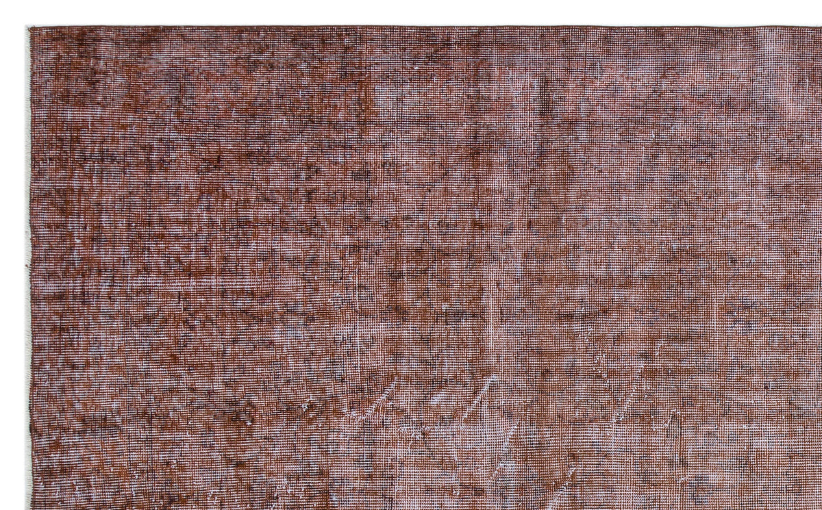 Brown Over Dyed Vintage Rug 5&#39;8&#39;&#39; x 9&#39;4&#39;&#39; ft 173 x 285 cm