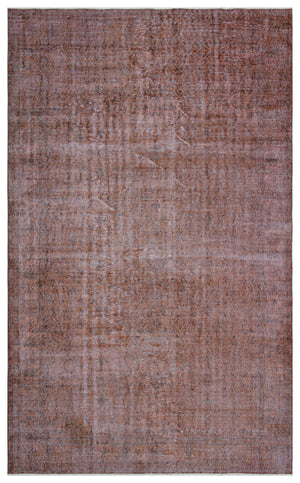 Brown Over Dyed Vintage Rug 5'8'' x 9'4'' ft 173 x 285 cm