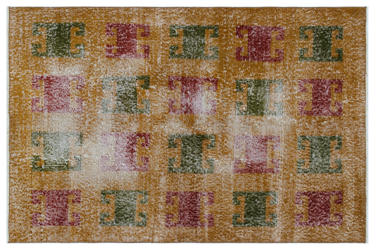 Retro Over Dyed Vintage Rug 3&#39;5&#39;&#39; x 5&#39;2&#39;&#39; ft 105 x 157 cm