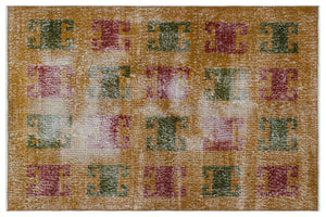 Retro Over Dyed Vintage Rug 3'5'' x 5'2'' ft 105 x 157 cm