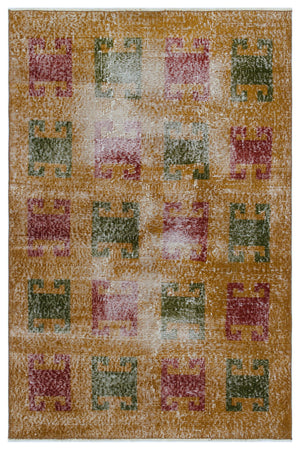 Retro Over Dyed Vintage Rug 3'5'' x 5'2'' ft 105 x 157 cm
