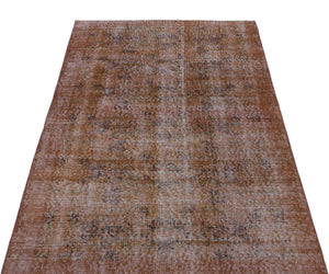 Brown Over Dyed Vintage Rug 3'8'' x 6'5'' ft 113 x 195 cm