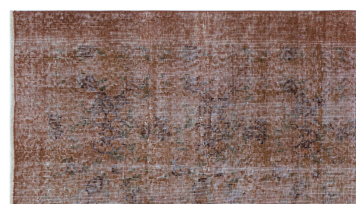Brown Over Dyed Vintage Rug 3&#39;8&#39;&#39; x 6&#39;5&#39;&#39; ft 113 x 195 cm