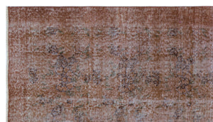 Brown Over Dyed Vintage Rug 3'8'' x 6'5'' ft 113 x 195 cm