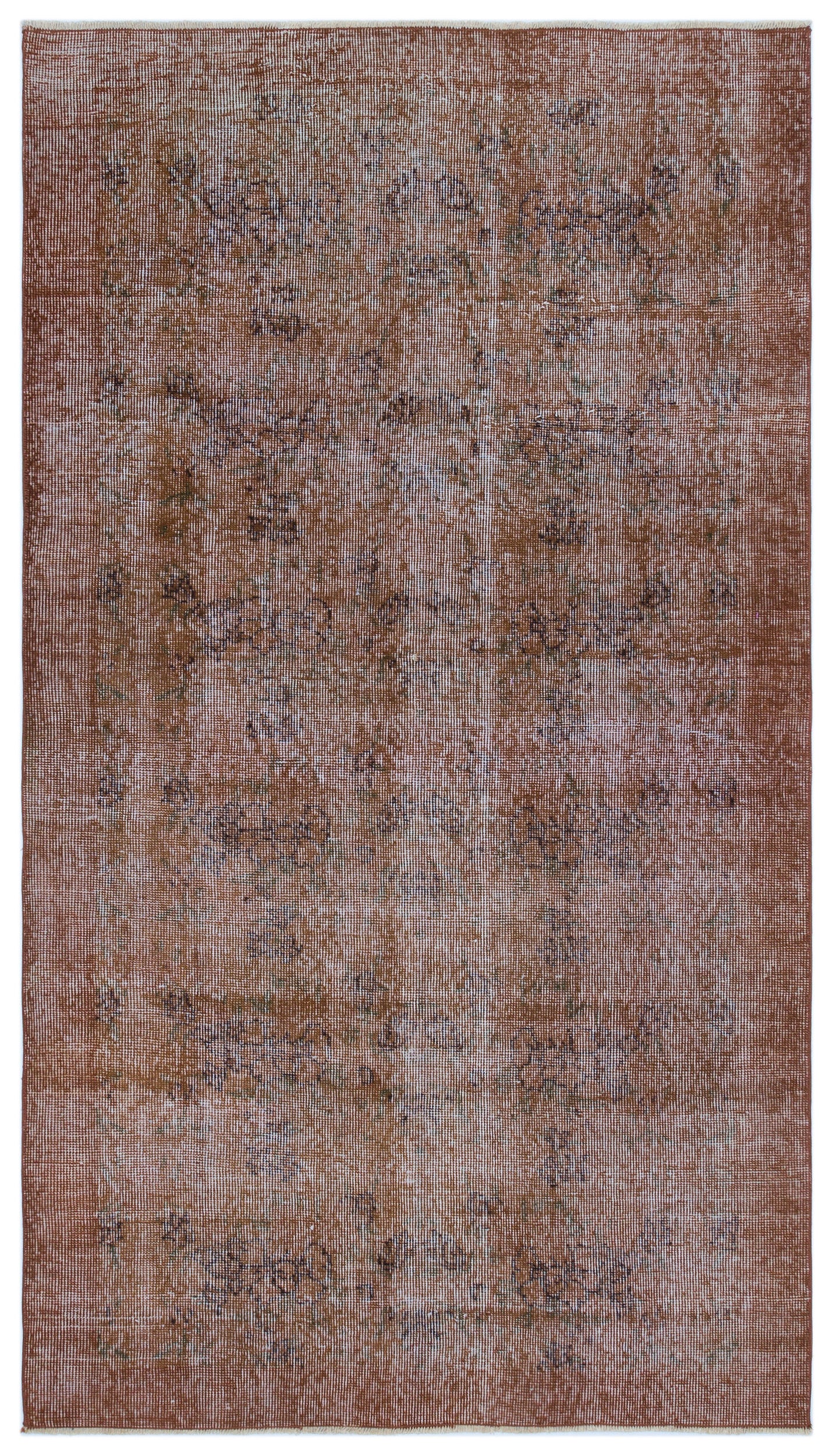 Brown Over Dyed Vintage Rug 3'8'' x 6'5'' ft 113 x 195 cm