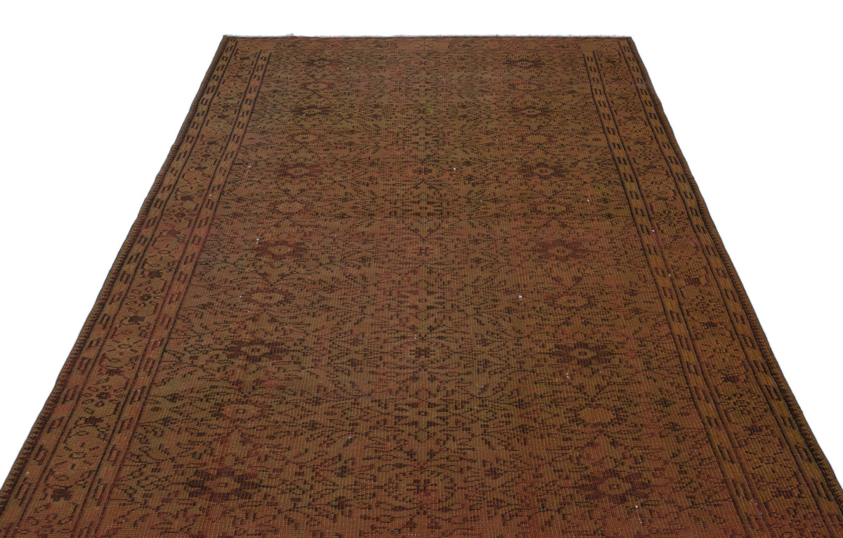 Brown Over Dyed Vintage Rug 5&#39;9&#39;&#39; x 8&#39;9&#39;&#39; ft 174 x 267 cm