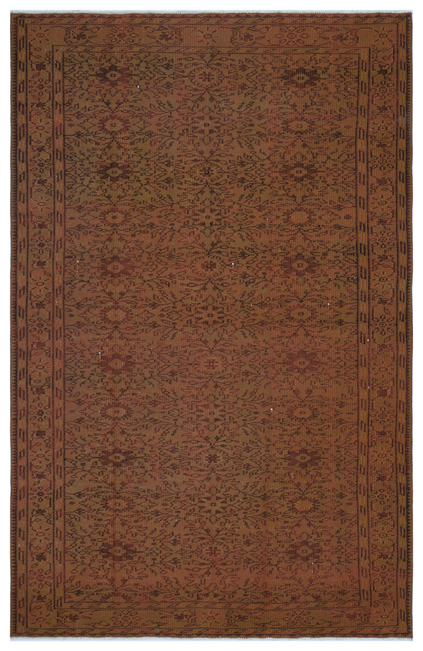 Brown Over Dyed Vintage Rug 5'9'' x 8'9'' ft 174 x 267 cm