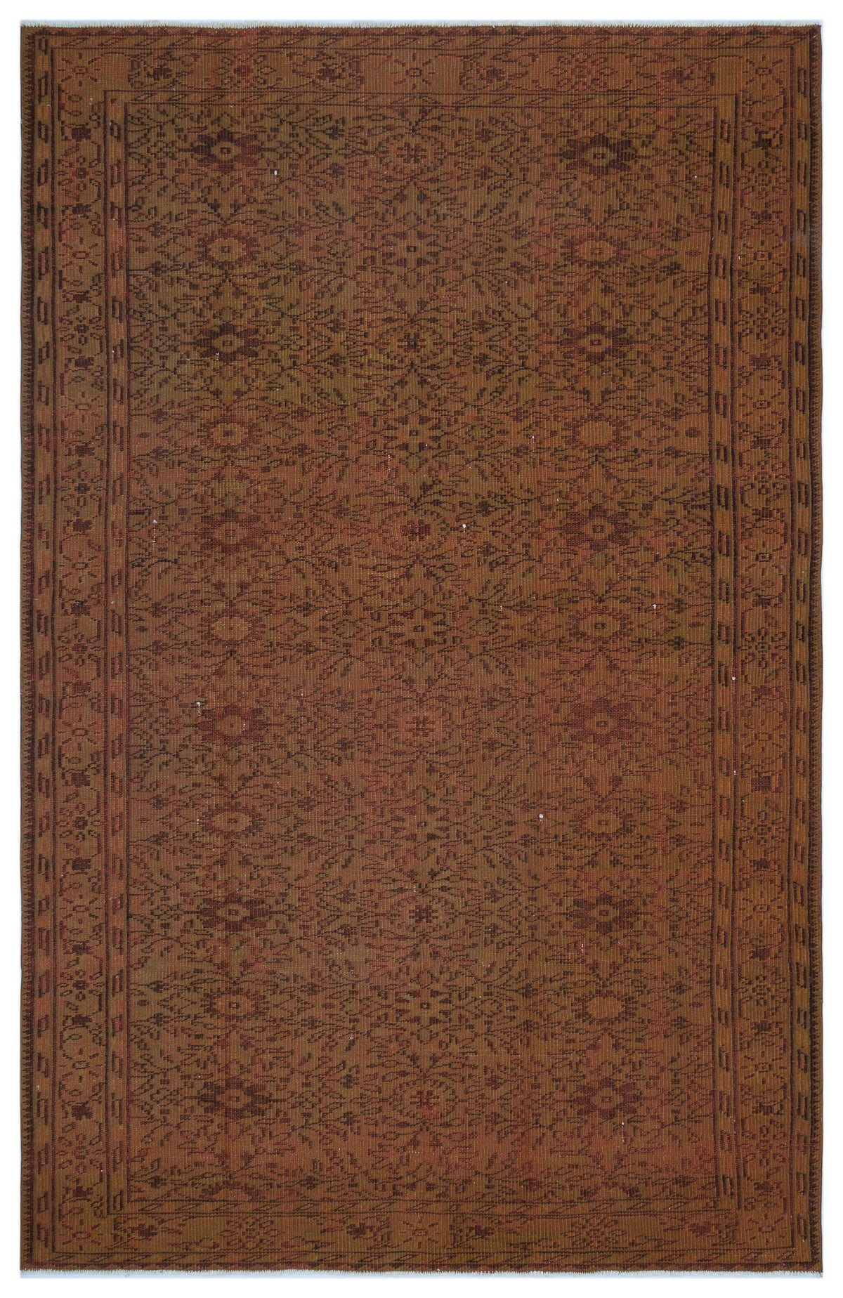Brown Over Dyed Vintage Rug 5&#39;9&#39;&#39; x 8&#39;9&#39;&#39; ft 174 x 267 cm