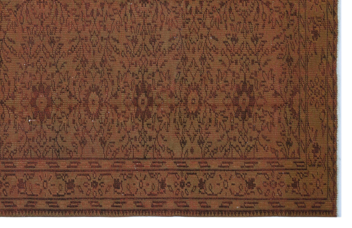 Brown Over Dyed Vintage Rug 5&#39;9&#39;&#39; x 8&#39;9&#39;&#39; ft 174 x 267 cm