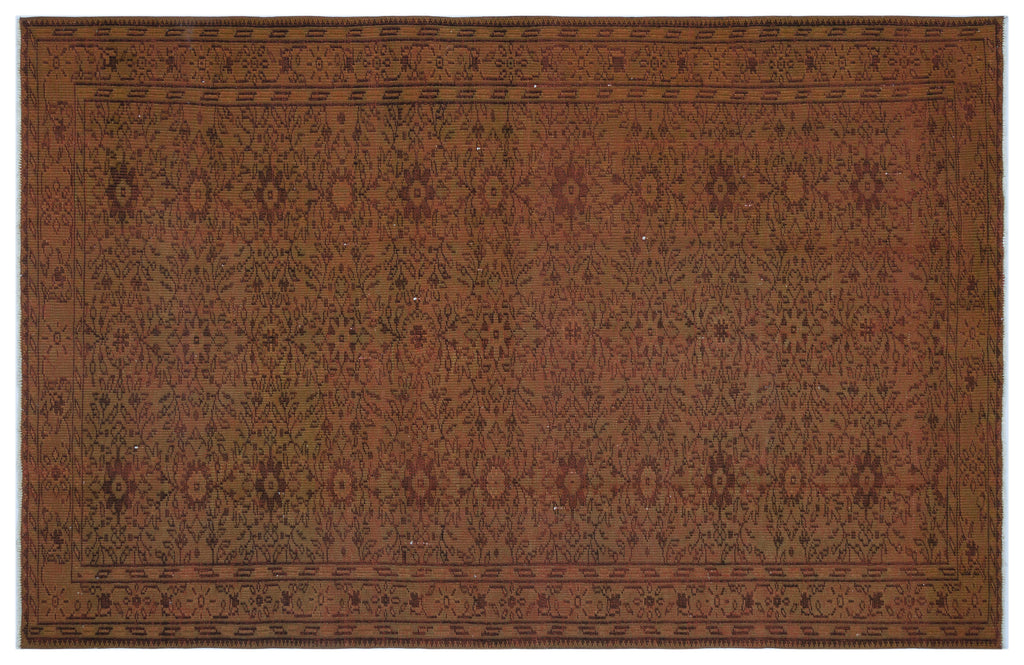 Brown Over Dyed Vintage Rug 5'9'' x 8'9'' ft 174 x 267 cm