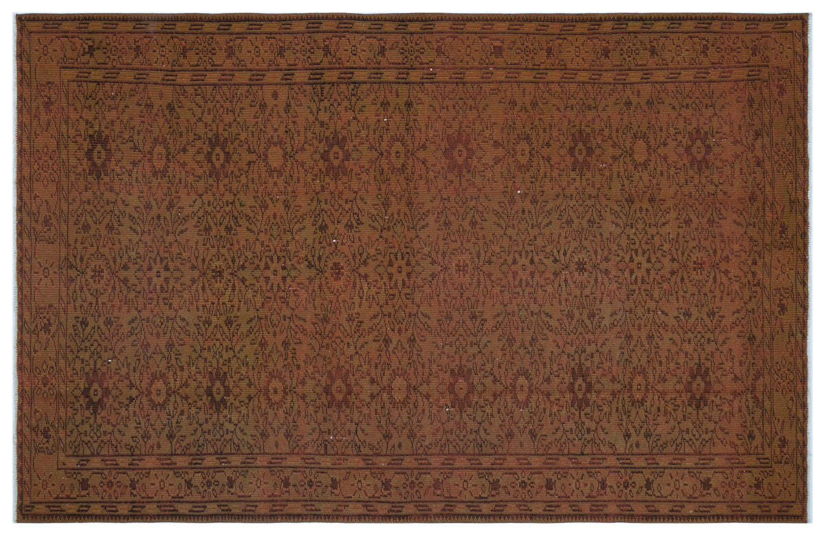 Brown Over Dyed Vintage Rug 5&#39;9&#39;&#39; x 8&#39;9&#39;&#39; ft 174 x 267 cm