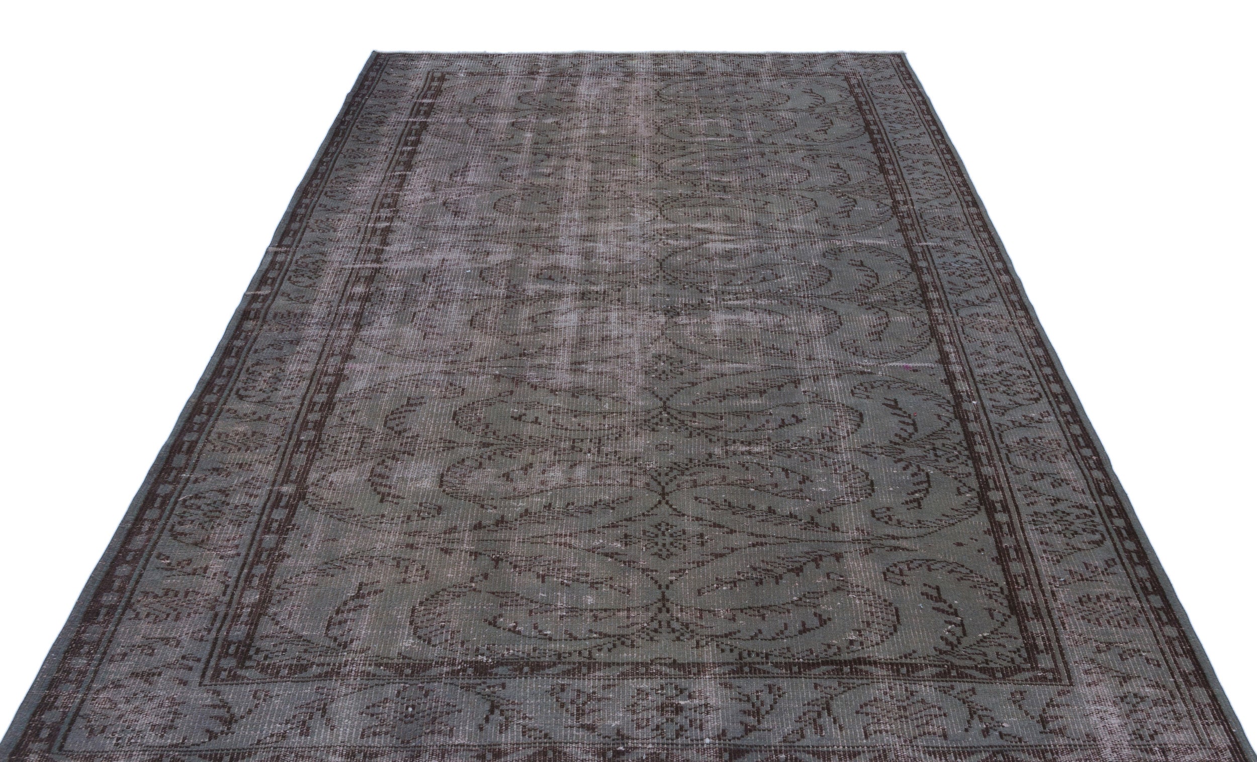 Gray Over Dyed Vintage Rug 6'3'' x 9'1'' ft 190 x 277 cm