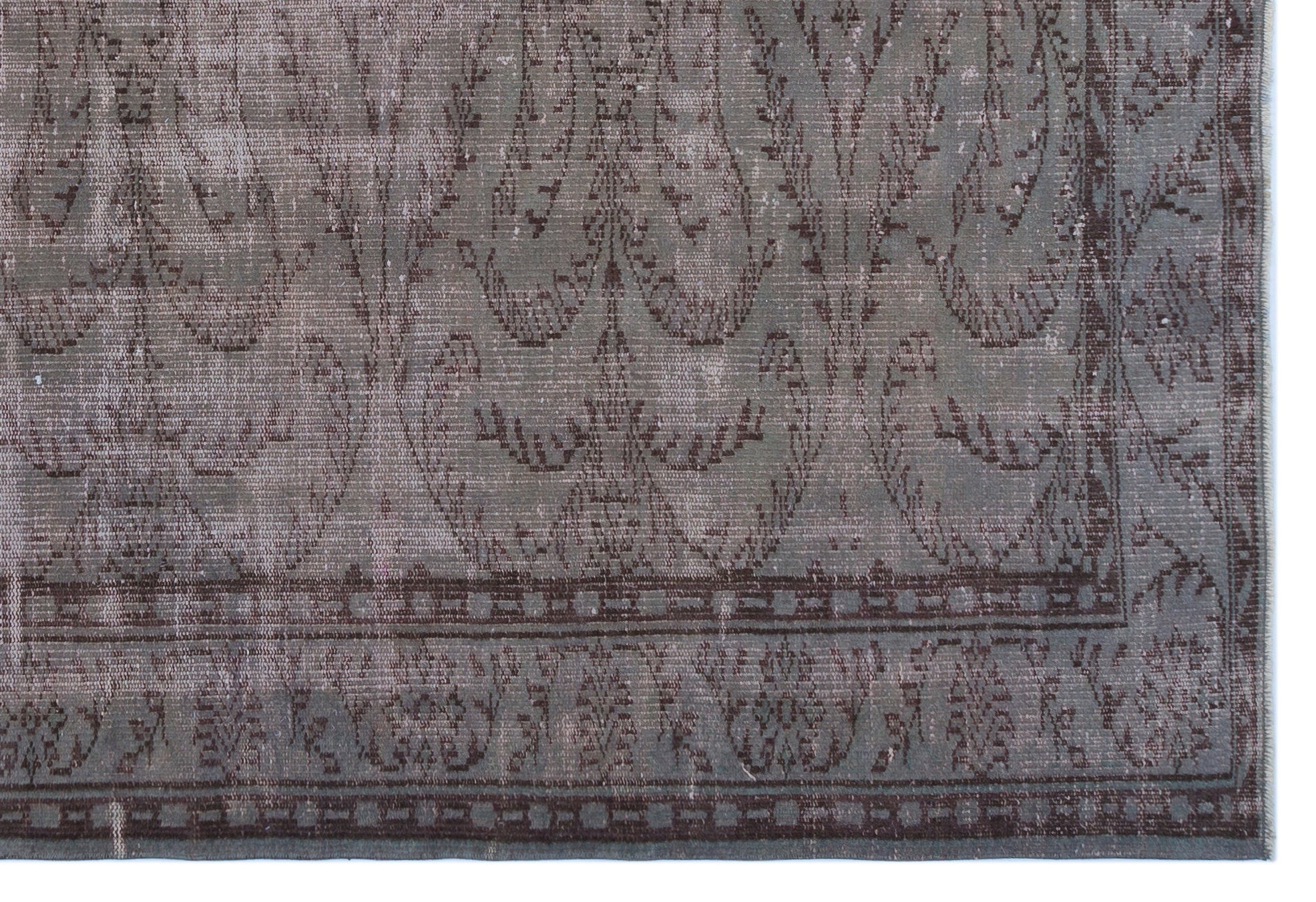 Gray Over Dyed Vintage Rug 6'3'' x 9'1'' ft 190 x 277 cm