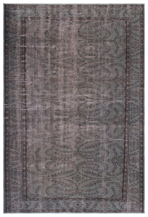 Gray Over Dyed Vintage Rug 6'3'' x 9'1'' ft 190 x 277 cm