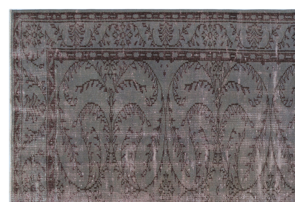 Gray Over Dyed Vintage Rug 6'3'' x 9'1'' ft 190 x 277 cm