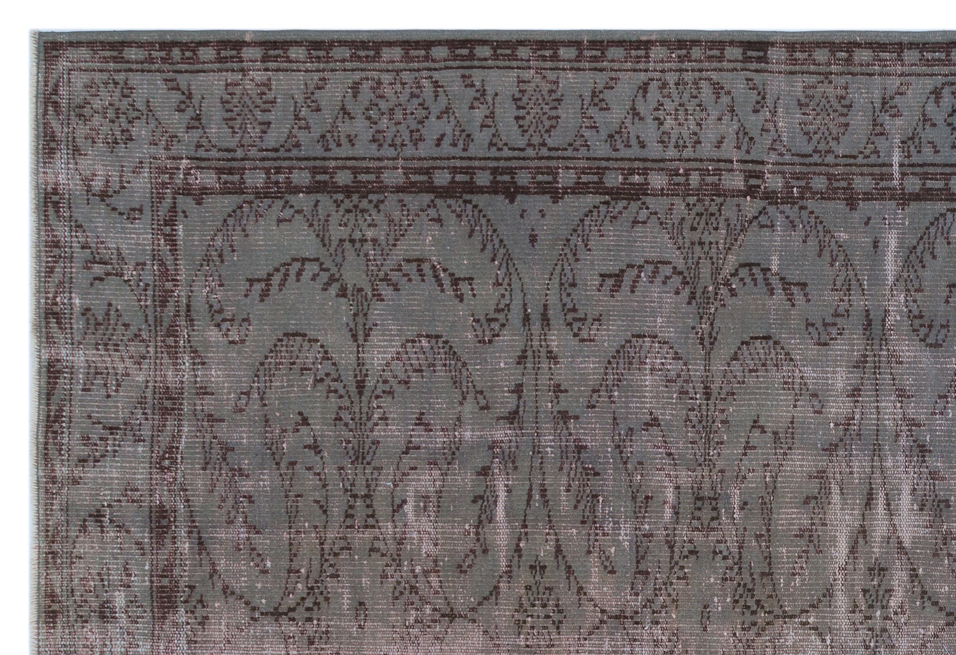 Gray Over Dyed Vintage Rug 6'3'' x 9'1'' ft 190 x 277 cm